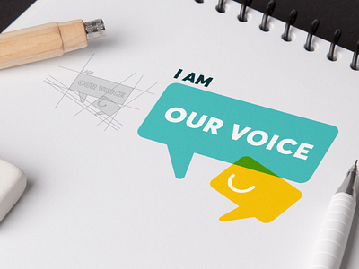 OUR VOICE - Logo Concept blend brand branding color conference design flat grid icon illustration logo minimal our smile speak speech talk vector voice wireframe