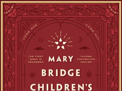 2019 Festival of Trees Poster Concept - RED illustration ornamentation poster art