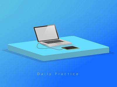 MacBook pro illustration daily art flat gradient illustartion isometric macbook pro wacom tablet