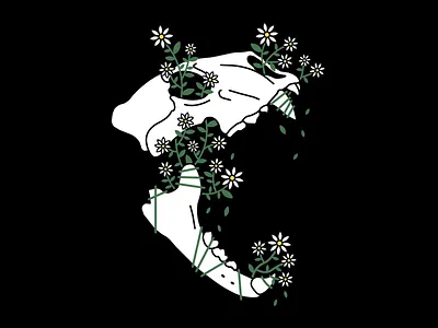In The Lions Den flower illustration lion plants simple skull vector