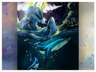 Whale 2d artist blue design graphic art graphic design illustration mokobox photoshop sea underwater vector whale