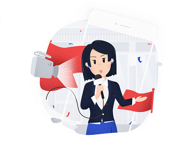 Female journalist dribbble illustration