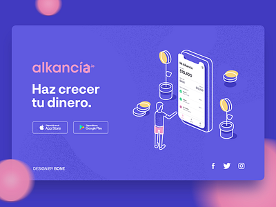 Alkancia Illustration 03 app branding coin credit design illustration isometric mobile money app piggy purple ui ux