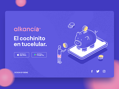 Alkancia Illustration 04 app branding coin credit design illustration isometric mobile money app piggy purple ui uidesign ux