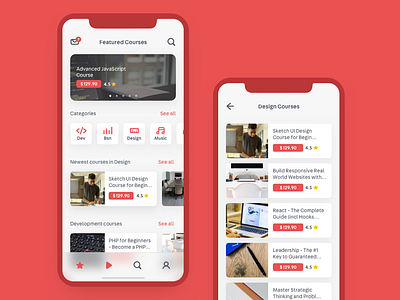Course App Experimental Redesign app design flat udemy ui ux