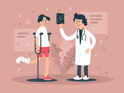 At the doctor's office doctor flat health hospital illustration kit8 medical patient specialist stethoscope vector