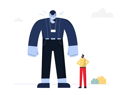 Dealing with the giant anger best big boy confidence designer flat flatart frustration giant graphicdesign guy hardwork illustration illustrator minimal office small vector art vector artwork