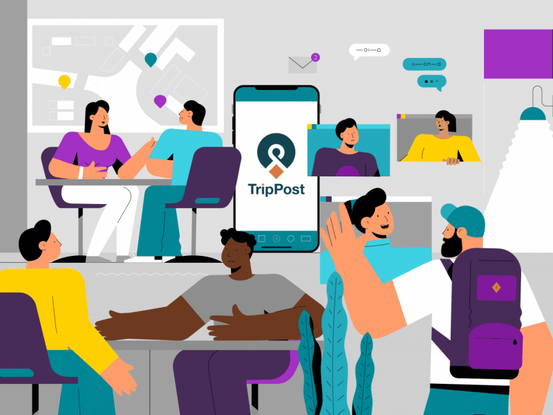 Community 2d after effects animation character design explainer flat gif icons illustration ourshack