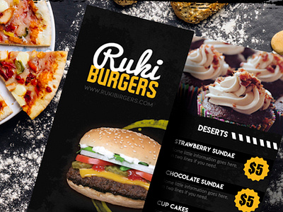 Restaurant menu and flyer design advert advertisement burger flyer food flyer food menu menu restaraunt tri fold tri fold tri fold brochure