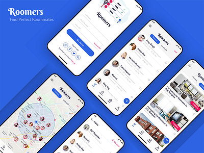 Roommates UX/UI Case Study - Published on Medium mobile app room finder roomers roommates ux ui ux case study