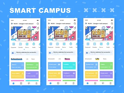 Smart campus campus flat icon iot typography ui ux