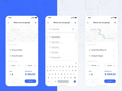Yezz App - Location select app delivery design driver maps navigation simple transport ui