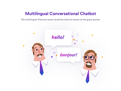 Trilyo : Feature Illustration #2 brand agency chatbot design design studio hello illustration illustration agency illustration design language learning minimal multilingual sales studio unlost typography ui vector website