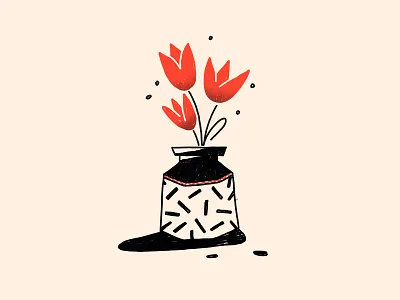 Still life bouquet flat flowers illustration pattern tulips vase
