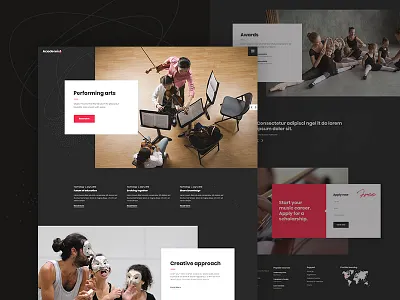 Academist - Performing Arts animation clean design education flat modern type typography ui ux web website