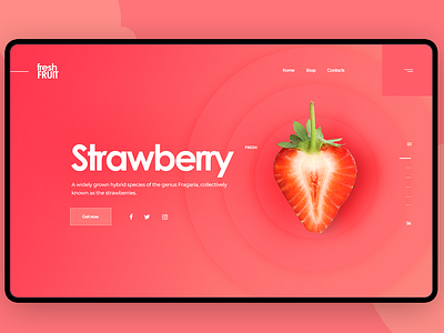 Strawberry design flat hero landing ux web website