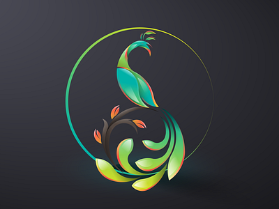 peacock abstract logo 2d artwork branding design flat graphics illustration logo vector