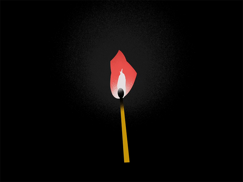 Match andrearubele fire graphic design illustration illustrator match minimal animation motiongraphics