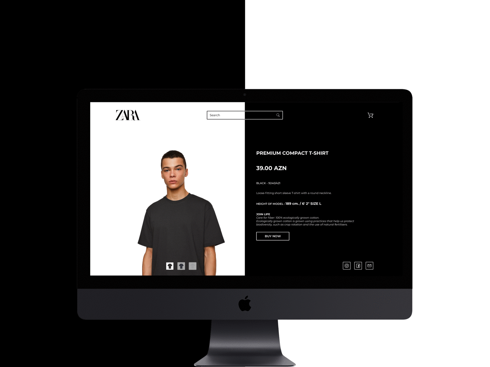 Zara Uİ design concept adobe azerbaijan baku black dribbble gif hover photoshop principle sketchapp ui uiux ux ui zara