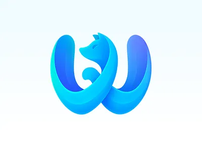Waterfox Logo animal blue branding design fox gradient icon letter lettering logo logodesign logotype logotype design mark neststrix tail w water waterfox wave
