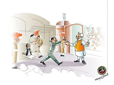 Pilot Project bharatkaabhinandan cartoon indian airforce pilot pm modi