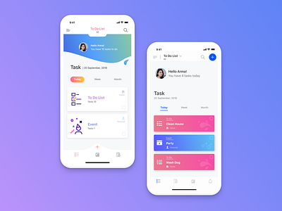 Todo app concept app design gradient background gradient color illustrations ios mobile mockup phone x startup task todo todo app ui user interface design ux