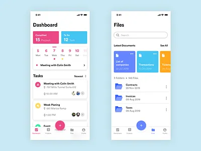 Projects & Tasks manager App calendar crm dashboard dashboard app files floating button ios task app
