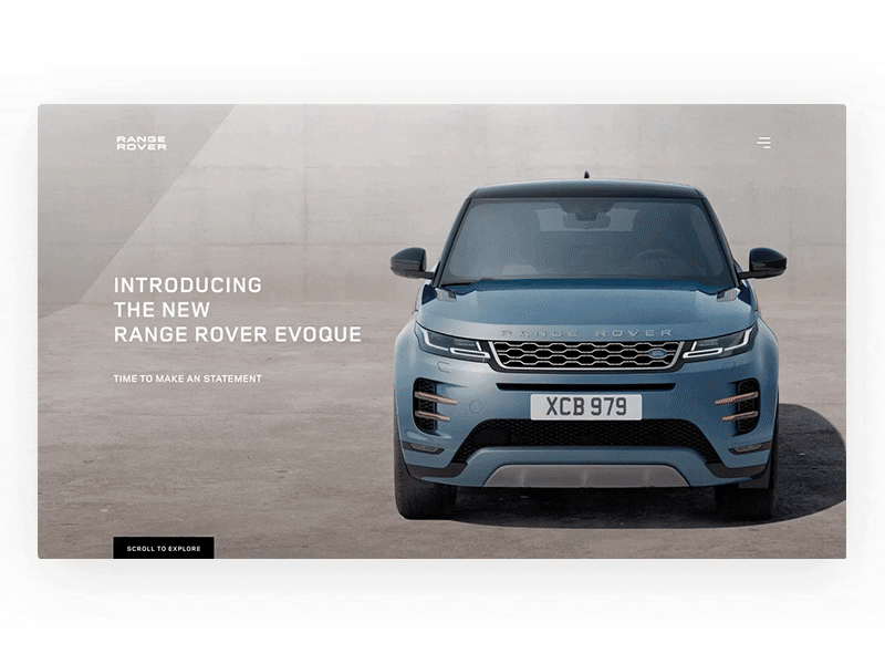 Range Rover Evoque - Desktop - Principle car interface layout parallax parallax scrolling parallax website principle principle app prototype prototyping responsive responsive website ui website