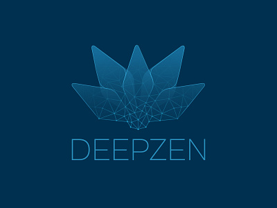 Deepzen artficial intelligence blue identity design illustration logo lotus flower neurons