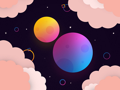 two moons adobe adobe illustrator adobe photoshop banner cloud design digitaldesign illustraor illustration moon night photoshop sky space space art space exploration vector web desgin