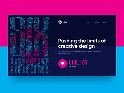Happy Birthday Tubik birthday dark background design design agency design studio graphic design illustration interface landing page lettering art poster typography ui user experience user interface ux web web design website