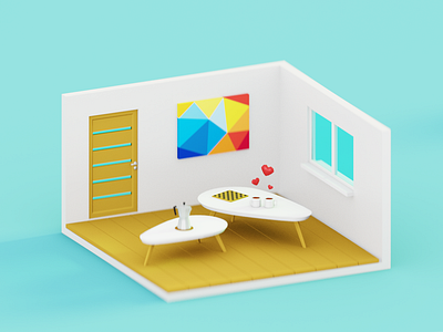 Coffee Room 3d blender3d coffee furniture interior isometric latvia minimal art riga room