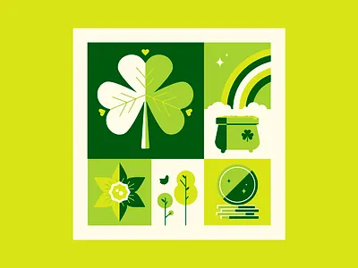 March 2019 clover coin daffodil illustration vector