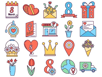 8 March Freebie Vector Icon Set 8 march free freebie graphics icons typography vector