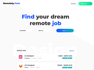 Remotely.tech branding design ui ux webdesig