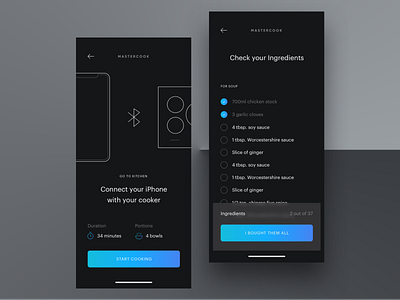 Recipe Setup application blue cooking food food app interface mobile quisine recipes ui ux