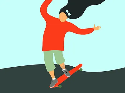 nose manual for you cool girl green hi illustration nice orange skate skateboard trick