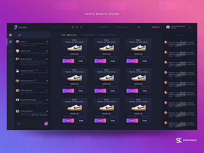 Online Raffle Casino blockchain casino crypto dashboard dashboard ui design gambling gradient gradient design inspiration online online casino raffle ui vgo virl