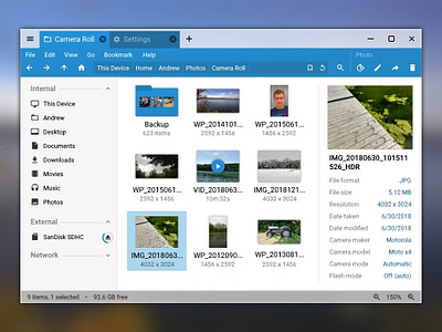Linux Filer Manager app concept file file explorer linux photos ui window