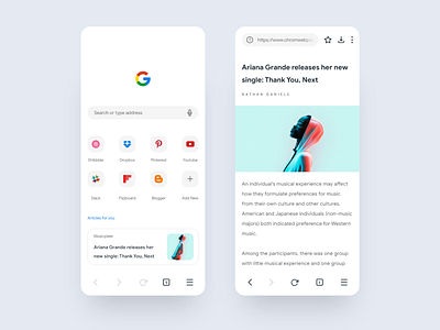 Google Chrome Redesign app browser chrome clean design google google chrome icons ios minimal navigation bar ui web web browser web page webpage design