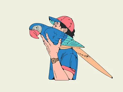 Dogos "Self-Titled" album cover bird cap casio illustration man