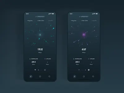 Speedtest for download and upload black data download gradient interaction light mbps meteor service speed star test ui upload wifi