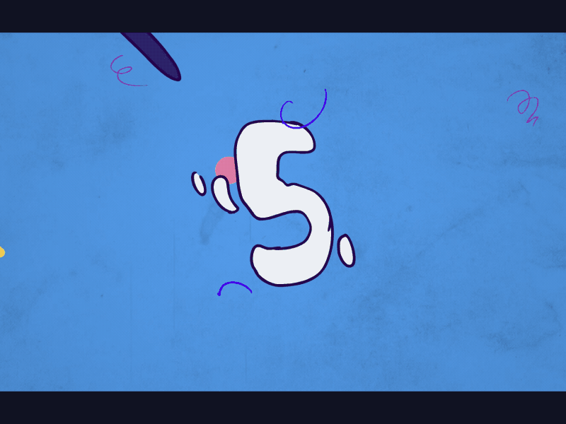 count-down 5 2d animation liquid motion number traditional animation