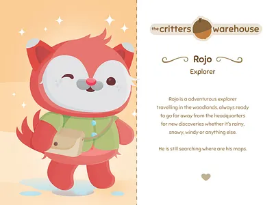 Critters Warehouse: Meet Rojo acorn adorable animals character design critter critters cute fox illustration kawaii kidlitart kids renard rojo the critters warehouse vector