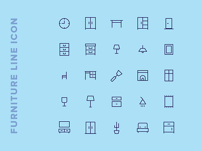 Kawaicon - Furniture Line Icon Set app design icon icon a day icon app icon design icon set line line icon minimalism ui vector