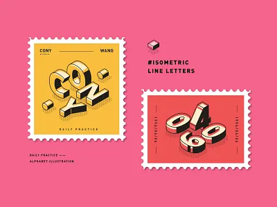 Isometric line letters alphabet design font graphic illustration isometric letter typography vector