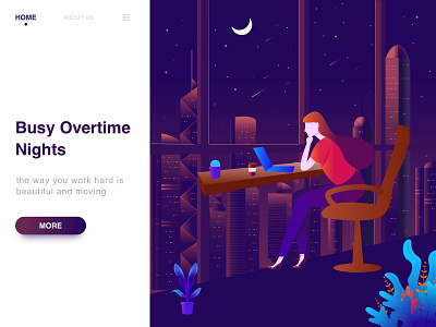 Busy Overtime Nights ui 插图 设计