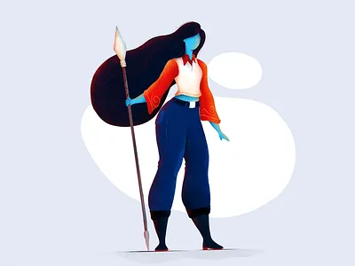 Warrior Girl girl illustration noise brush procreate sword warrior