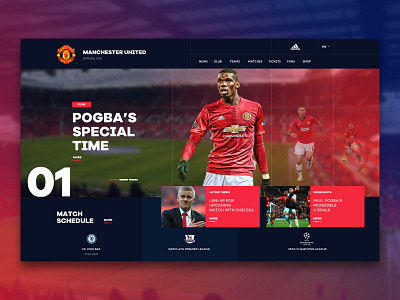 Sports Team Landing Page colors dark design header landing page manchester united menu ui uidesign ux ui visual design