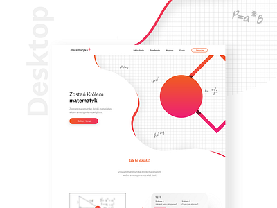 Matematyka + (desktop) elearning gradient landing page math mathematica ui ui ux designer web www